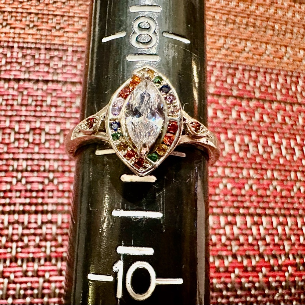 Fragrant Jewels Silver Ring with Rainbow Gemstones